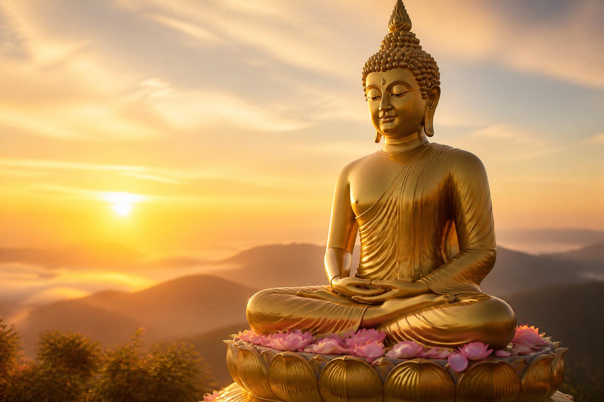 Golden Buddha at sunrise